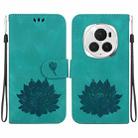 For Honor Magic6 Pro Lotus Embossed Leather Phone Case(Green) - 1