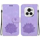 For Honor Magic6 Pro Lotus Embossed Leather Phone Case(Purple) - 1