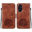 For Honor 200 Lotus Embossed Leather Phone Case(Brown) - 1