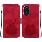 For Honor 200 Lotus Embossed Leather Phone Case(Red) - 1