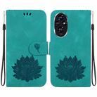 For Honor 200 Lotus Embossed Leather Phone Case(Green) - 1