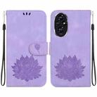 For Honor 200 Lotus Embossed Leather Phone Case(Purple) - 1