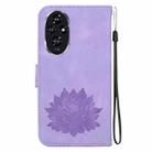 For Honor 200 Lotus Embossed Leather Phone Case(Purple) - 3