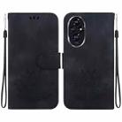 For Honor 200 Lotus Embossed Leather Phone Case(Black) - 1