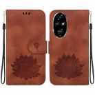 For Honor 200 Pro Lotus Embossed Leather Phone Case(Brown) - 1