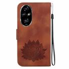 For Honor 200 Pro Lotus Embossed Leather Phone Case(Brown) - 3