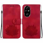 For Honor 200 Pro Lotus Embossed Leather Phone Case(Red) - 1