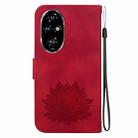 For Honor 200 Pro Lotus Embossed Leather Phone Case(Red) - 3