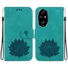 For Honor 200 Pro Lotus Embossed Leather Phone Case(Green) - 1