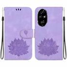 For Honor 200 Pro Lotus Embossed Leather Phone Case(Purple) - 1