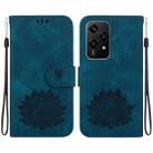 For Honor 200 Lite Global Lotus Embossed Leather Phone Case(Dark Blue) - 1