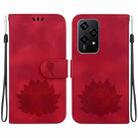 For Honor 200 Lite Global Lotus Embossed Leather Phone Case(Red) - 1