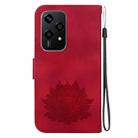 For Honor 200 Lite Global Lotus Embossed Leather Phone Case(Red) - 3