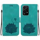 For Honor 200 Lite Global Lotus Embossed Leather Phone Case(Green) - 1