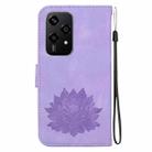 For Honor 200 Lite Global Lotus Embossed Leather Phone Case(Purple) - 3