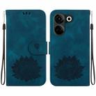 For Tecno Camon 20 / Camon 20 Pro 4G Lotus Embossed Leather Phone Case(Dark Blue) - 1