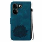 For Tecno Camon 20 / Camon 20 Pro 4G Lotus Embossed Leather Phone Case(Dark Blue) - 3