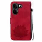 For Tecno Camon 20 / Camon 20 Pro 4G Lotus Embossed Leather Phone Case(Red) - 3