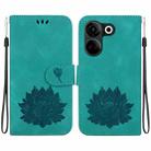 For Tecno Camon 20 / Camon 20 Pro 4G Lotus Embossed Leather Phone Case(Green) - 1