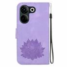For Tecno Camon 20 / Camon 20 Pro 4G Lotus Embossed Leather Phone Case(Purple) - 3