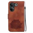 For Tecno Camon 20 Pro 5G Lotus Embossed Leather Phone Case(Brown) - 3