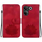 For Tecno Camon 20 Pro 5G Lotus Embossed Leather Phone Case(Red) - 1