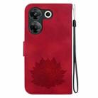 For Tecno Camon 20 Pro 5G Lotus Embossed Leather Phone Case(Red) - 3