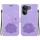 For Tecno Camon 20 Pro 5G Lotus Embossed Leather Phone Case(Purple) - 1