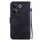 For Tecno Camon 20 Pro 5G Lotus Embossed Leather Phone Case(Black) - 3