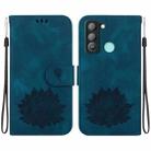 For Tecno Pop 5 LTE Lotus Embossed Leather Phone Case(Dark Blue) - 1