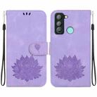 For Tecno Pop 5 LTE Lotus Embossed Leather Phone Case(Purple) - 1