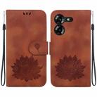 For Tecno Pova 5 Lotus Embossed Leather Phone Case(Brown) - 1