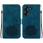 For Tecno Pova 5 Lotus Embossed Leather Phone Case(Dark Blue) - 1