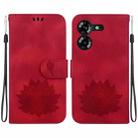 For Tecno Pova 5 Lotus Embossed Leather Phone Case(Red) - 1