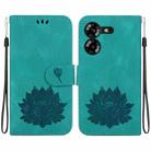 For Tecno Pova 5 Lotus Embossed Leather Phone Case(Green) - 1