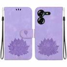 For Tecno Pova 5 Lotus Embossed Leather Phone Case(Purple) - 1