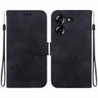 For Tecno Pova 5 Lotus Embossed Leather Phone Case(Black) - 1