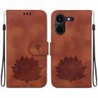 For Tecno Pova 5 Pro Lotus Embossed Leather Phone Case(Brown) - 1