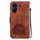 For Tecno Pova 5 Pro Lotus Embossed Leather Phone Case(Brown) - 3