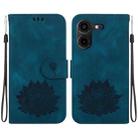 For Tecno Pova 5 Pro Lotus Embossed Leather Phone Case(Dark Blue) - 1