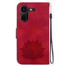 For Tecno Pova 5 Pro Lotus Embossed Leather Phone Case(Red) - 3