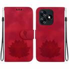 For Tecno Spark 10 4G / Spark 10C Lotus Embossed Leather Phone Case(Red) - 1