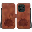 For Tecno Spark 10 Pro Lotus Embossed Leather Phone Case(Brown) - 1