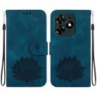 For Tecno Spark 10 Pro Lotus Embossed Leather Phone Case(Dark Blue) - 1