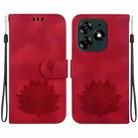 For Tecno Spark 10 Pro Lotus Embossed Leather Phone Case(Red) - 1