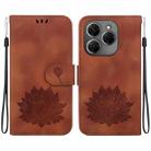 For Tecno Spark 20 Pro Lotus Embossed Leather Phone Case(Brown) - 1