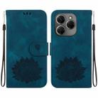 For Tecno Spark 20 Pro Lotus Embossed Leather Phone Case(Dark Blue) - 1