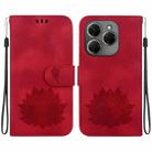 For Tecno Spark 20 Pro Lotus Embossed Leather Phone Case(Red) - 1