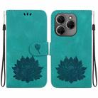 For Tecno Spark 20 Pro Lotus Embossed Leather Phone Case(Green) - 1