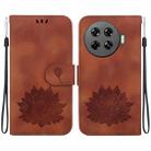 For Tecno Spark 20 Pro+ Lotus Embossed Leather Phone Case(Brown) - 1